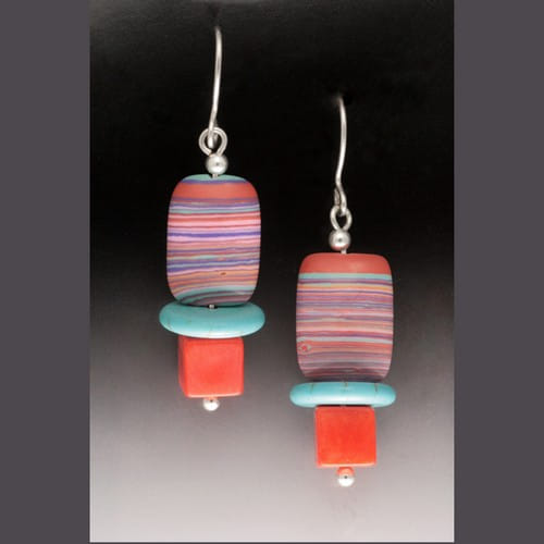 Click to view detail for MB-E387B Earrings Earth Colors with TQ & Coral $68